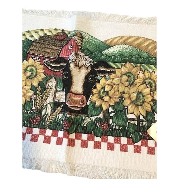 Joan Kessler Cow Barn Sunflowers Placemats Set 6 Farmhouse Country Homestead NEW - Picture 3 of 4